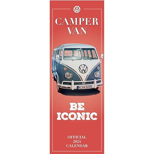 VW Camper Vans 2024 Calendar, Month To View Slim Wall Calendar, Official Product