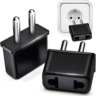 Retoo Adaptateur Prise US vers EU Voyage Europe Deutschland France USA Americaine 2 Broches fiche d'adaptation Voyageur Noir