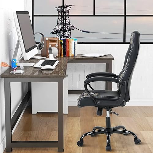 Miniatura 3 de Sillas de videojuegos para computadora, respaldo alto, silla de trabajo ergonómica de cuero con soporte lumbar y reposacabezas, silla de escritorio