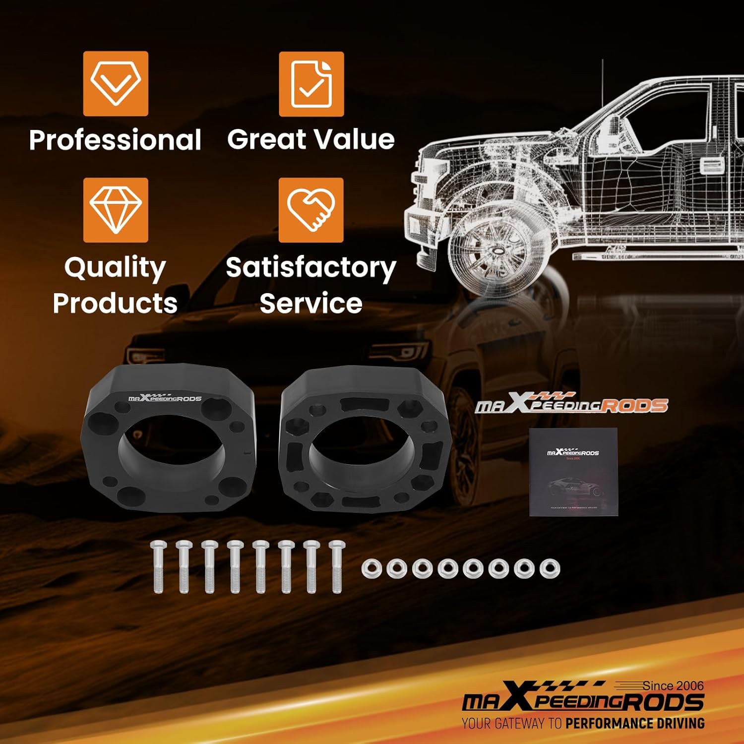 maXpeedingrods 1.75” Lift Leveling Kit for Toyota Tundra 2007-2025, for Toyota Sequoia 2023-2024, Front Lift Spacer Kit