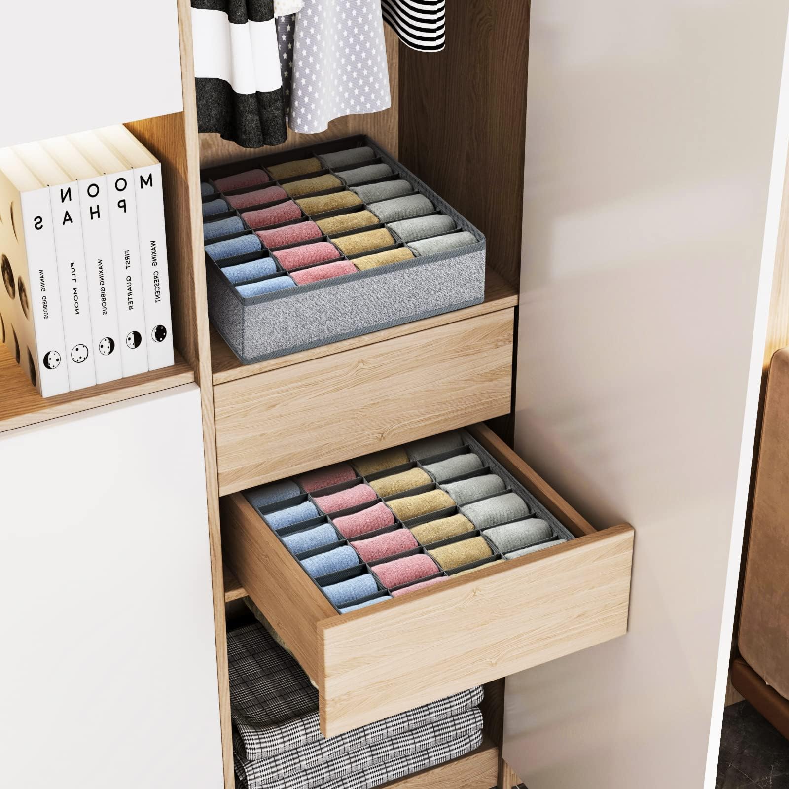 joyoldelf Organizador de Cajones Plegable 24 Celdas Caja de Almacenamiento para Calcetines y Ropa Interior