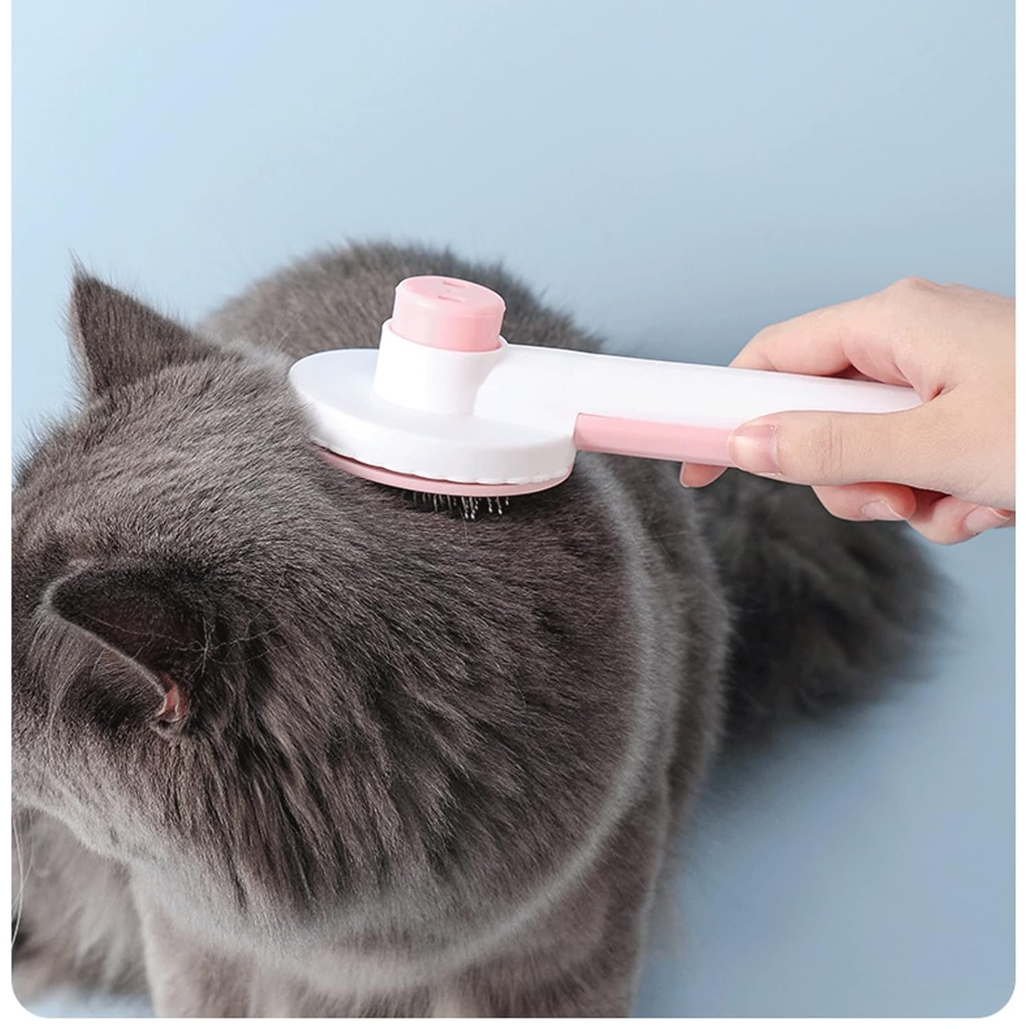 Pet Comb Dog Brush Pet Hair Remover Cat Brush Self Cleaning Slicker Pet Grooming Comb for Dog Cat Dematting Comb Dogs Accessories(Beige)
