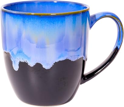 500ml unique ceramic coffee mug handmade large tea cup with oven change glaze for office and home coffee cups for tea hot chocolate and more blue