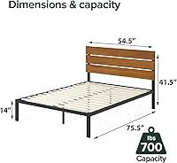 Vista 2 de ZINUS Paul Metal and Wood Platform Bed Frame / No Box Spring Needed / Wood Slat Support / Easy Assembly, Full