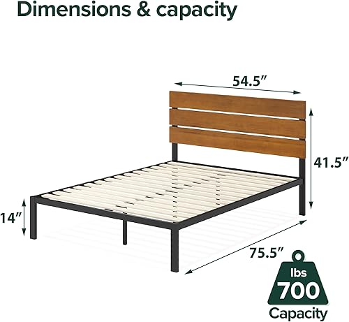 Miniatura 2 de ZINUS Paul Metal and Wood Platform Bed Frame / No Box Spring Needed / Wood Slat Support / Easy Assembly, Full