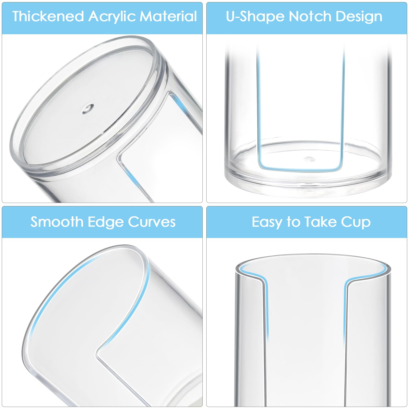 LBTING Bathroom Cup Dispenser, Small Cups Holder for 3oz-4oz Disposable Mouthwash Rinsing Paper Cups Storage, Compact Clear Plastic Cup Organizer for Bathroom Vanity Countertop