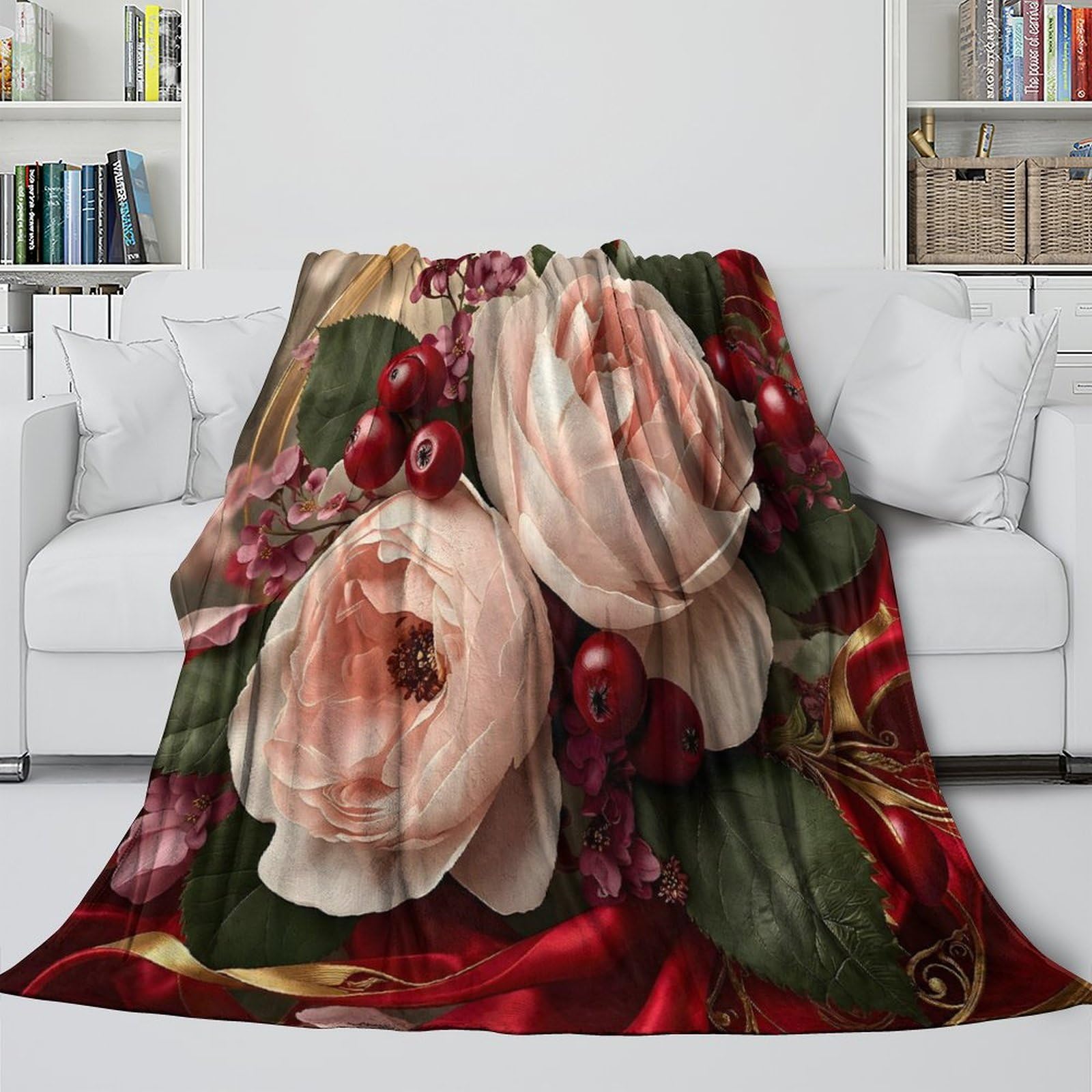 3D Mikrofaser Decke Blumenmuster Weiches Fleece Gefühl