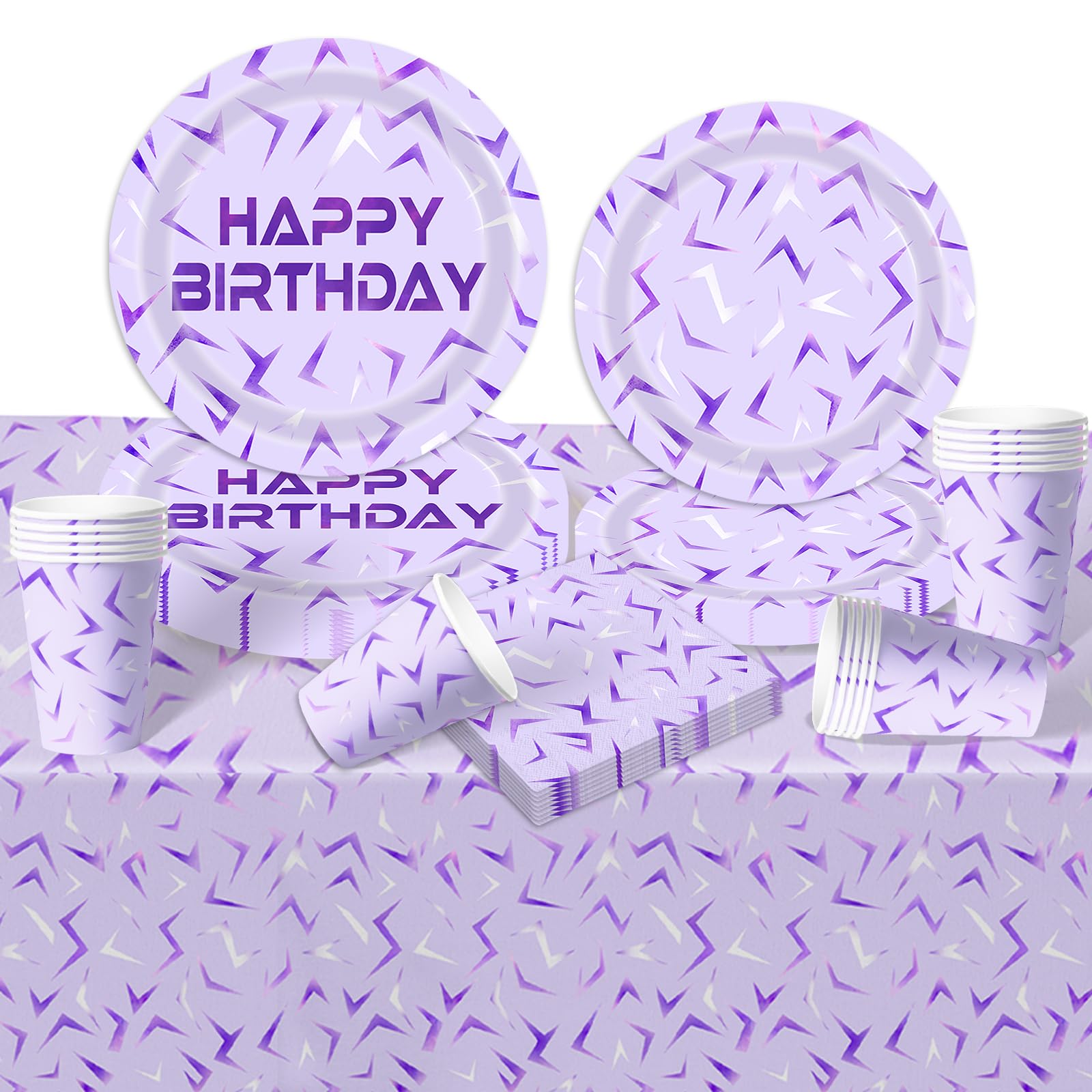 Luchild Party Decorations Birthday Plates Kpop- Purple Party Tableware Kids Cartoon Themed Party Favor Supplies Paper Plates Cups Napkins Tablecloth for Boys Girls Baby Showers Deco — image 1