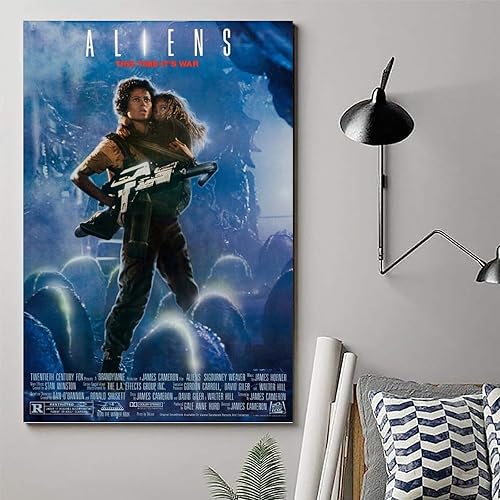 Miniatura 6 de Póster de película de extraterrestres de 1986 para dormitorio, decoración de pared estética, lienzo, regalo, 12 x 18 pulgadas (11.8 x 17.7 in)