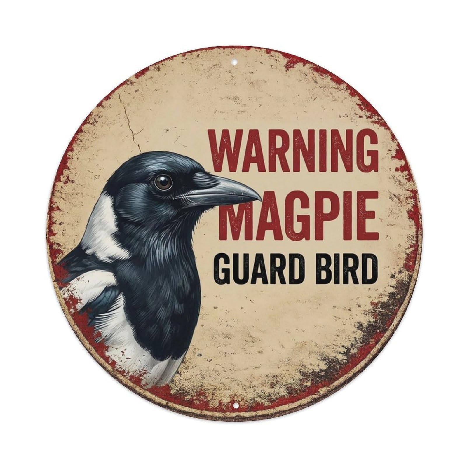 Tgrcjimh Style Metal Tin Sign Vintage Warning Magpie