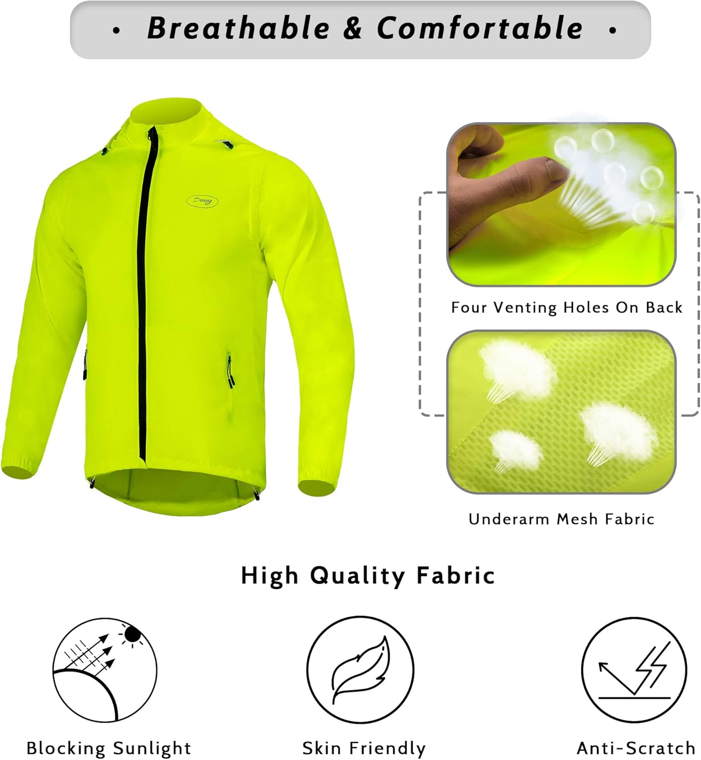Men's Cycling Jacket Waterproof Windbreaker with Detachable Running Hiking Cycling Vest Packable Rain Coat
