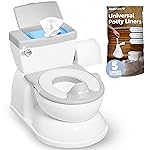 Real Feel 2-in-1 Potty with Wipes Storage, Flushing Sounds & Disposable Liners - Realistic Toilet - Easy to Clean & Assemble - Jool Baby (Gray)