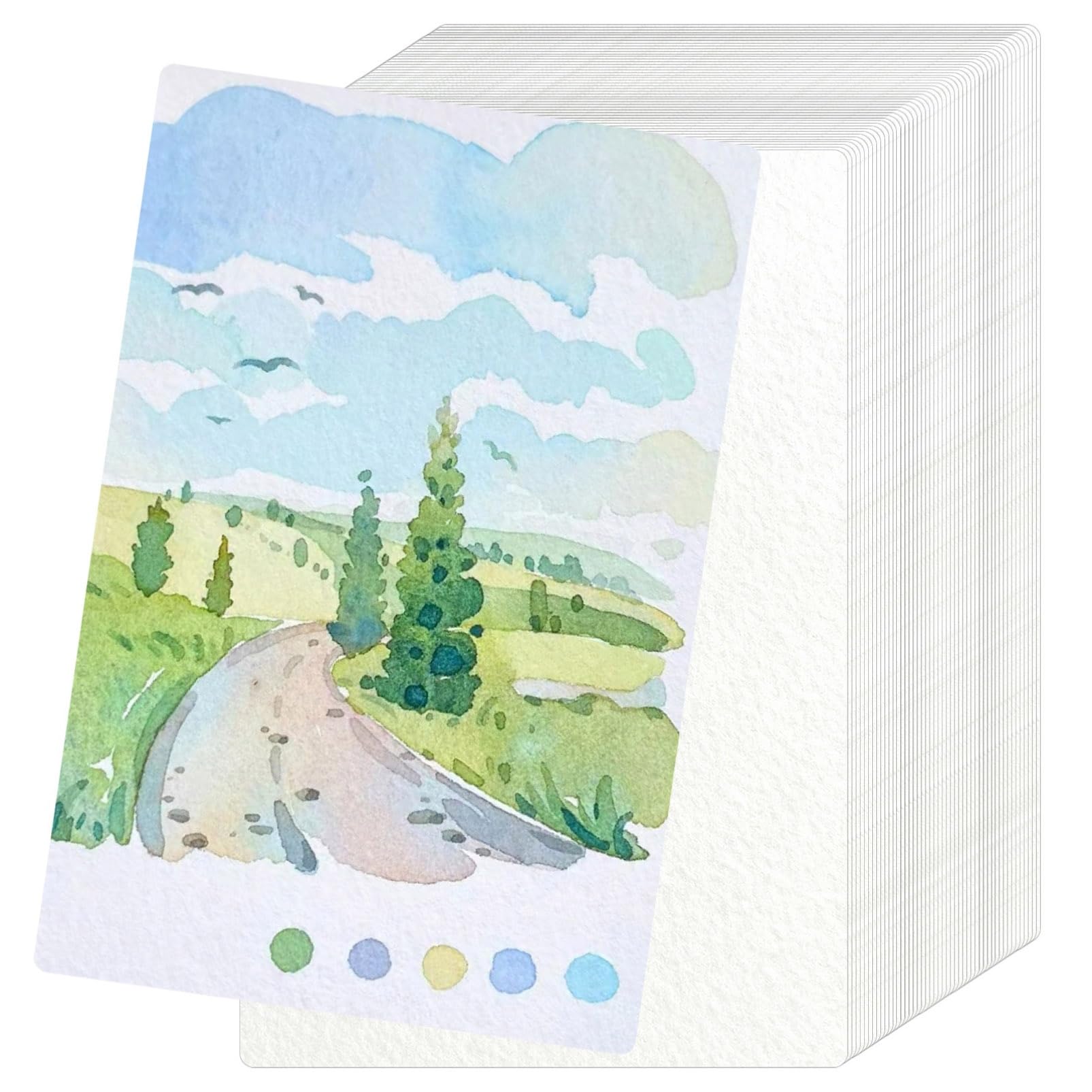 50 Sheets Watercolor Paper Bulk 5x7 Inch Cold Press Thick Cotton Art Paper
