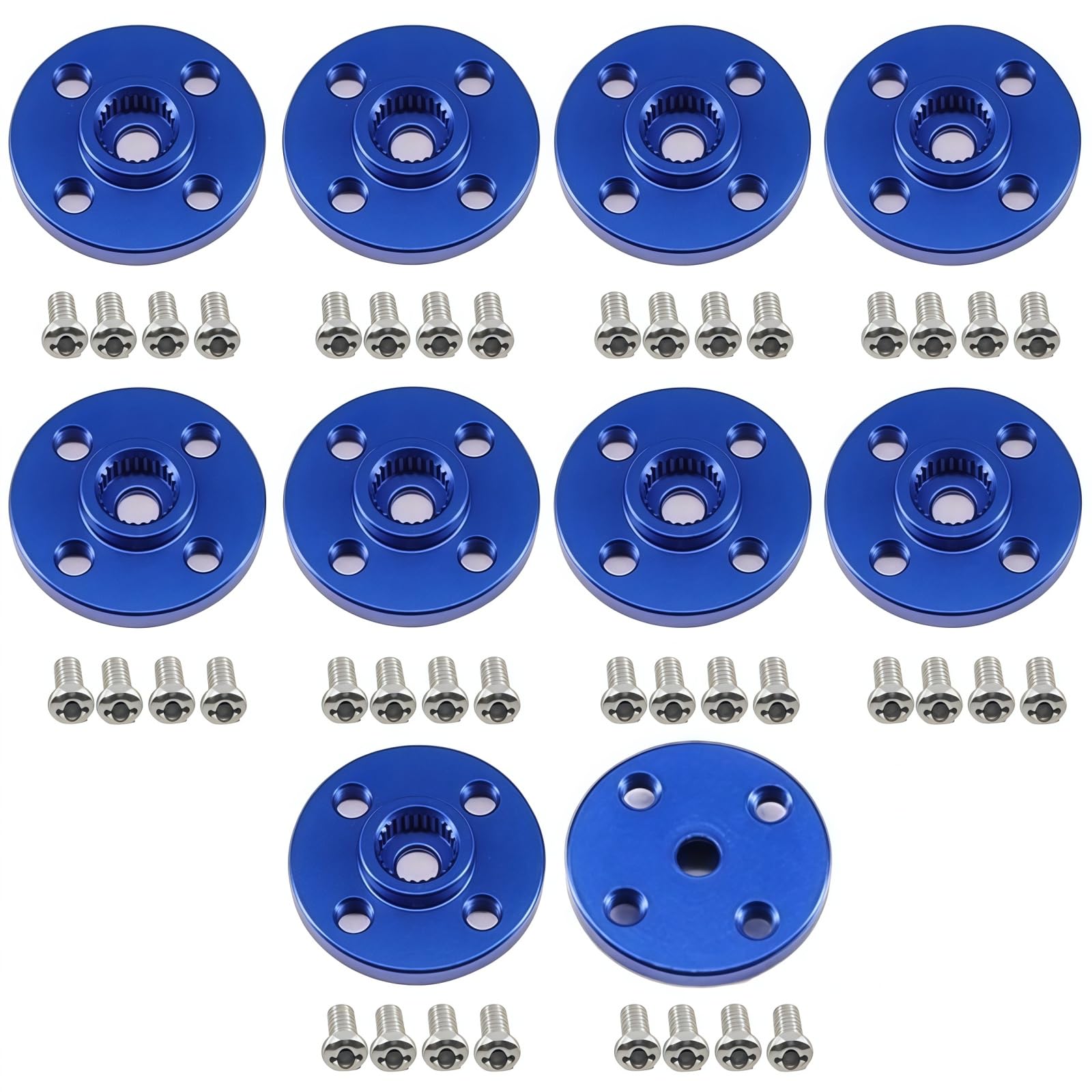 MiJunHD 10Pcs Metal 25T Servo Horn Round Shaped Aluminum Alloy Servo Arm Horn Servo Disc with Screw RC Car DIY Robot MG995 MG996R CNC Standard Kit (Blue)