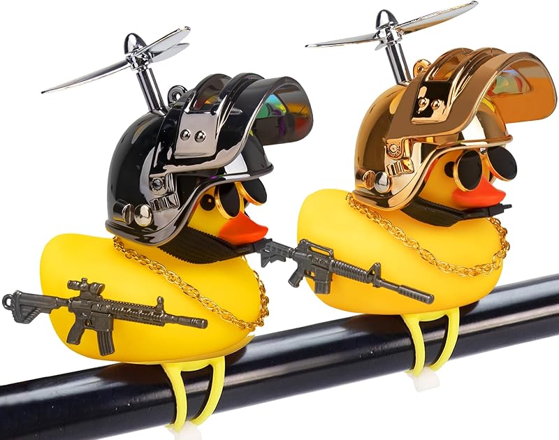 wonuu 2Pcs Rubber Duck Car Ornaments, Squeeze Duck Dashboard Decorations Bicycle Decor for Cycling Motorcycle & Bicycle Accessories Decorations
