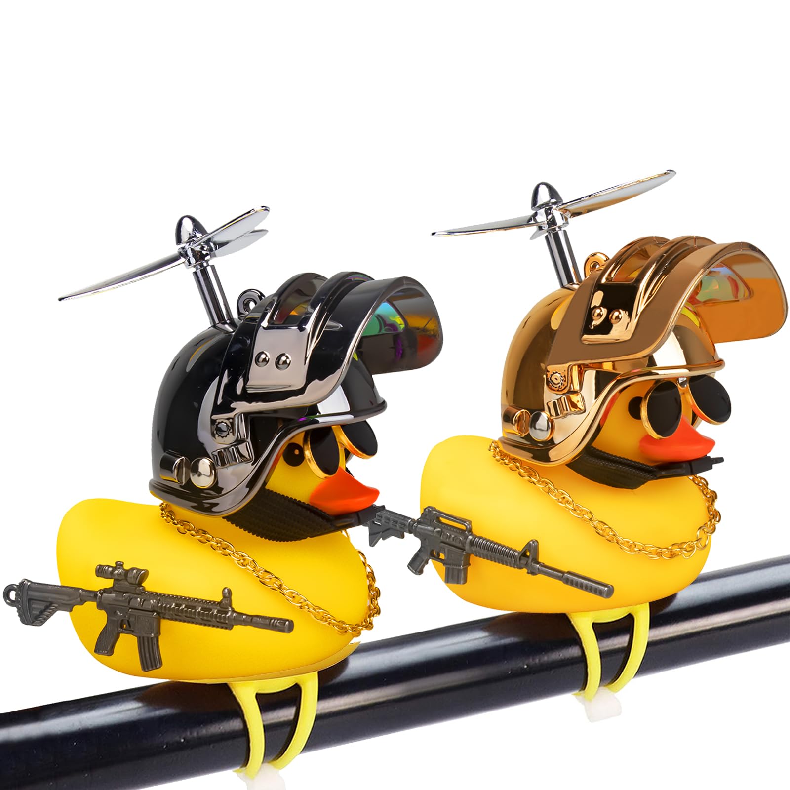 wonuu 2Pcs Rubber Duck Car Ornaments, Squeeze Duck Dashboard Decorations Bicycle Decor for Cycling Motorcycle & Bicycle Accessories Decorations