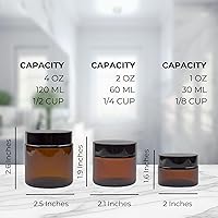 Vista 6 de Cornucopia Brands Tarros rectos de vidrio ámbar de 1, 2 y 4 onzas (paquete combinado, 4 cada uno / 12 en total); grandes recipientes