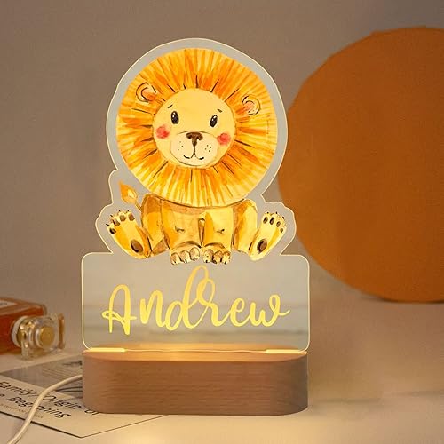 Luz nocturna de león personalizada  Lámpara de noche de león  Luces para niños  Dormitorios infantiles  Decoración de guardería de león