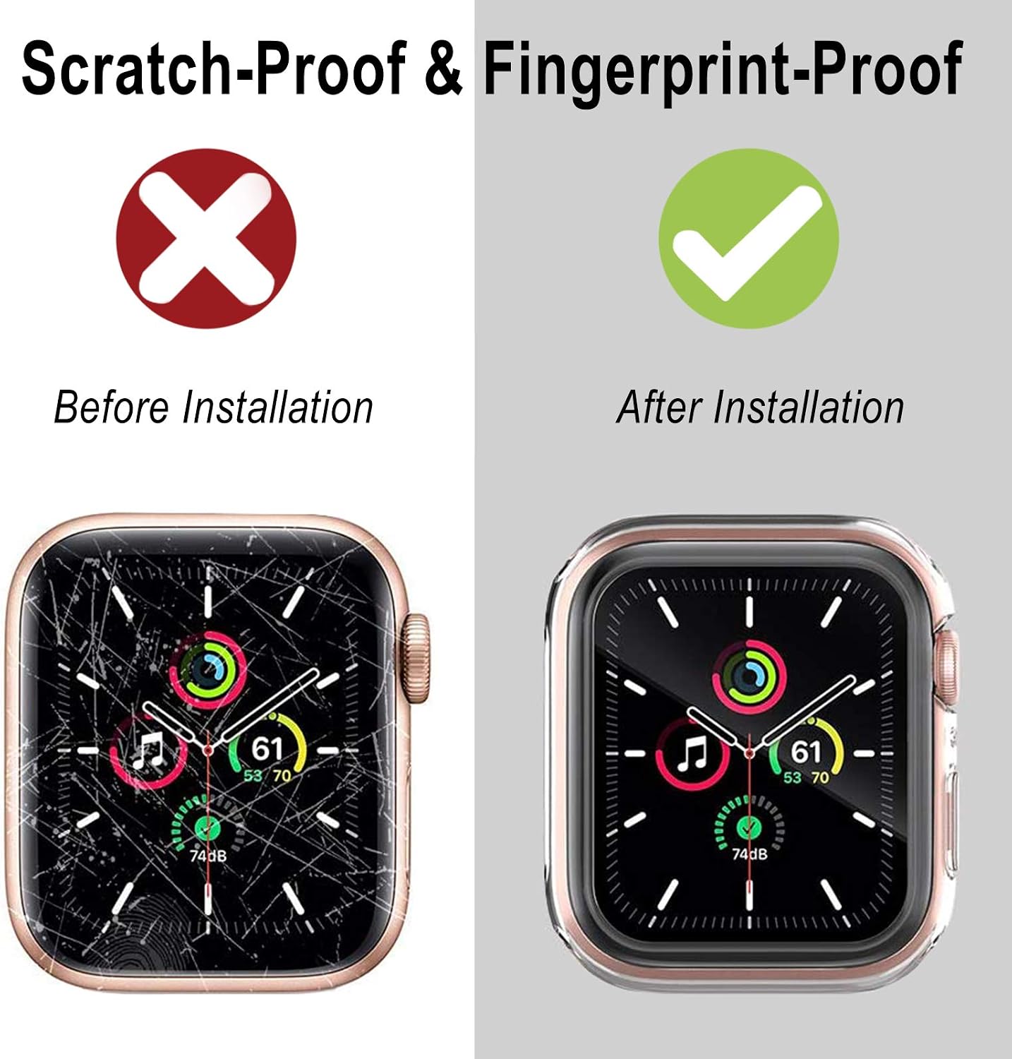 [2 Pack] Aladrs Screen Protector Case for Apple Watch 40mm, Full Protective HD Ultra-Thin Cover Compatible with iWatch Series 4 Series 5 Series 6 SE Bumper Case, Black+Clear