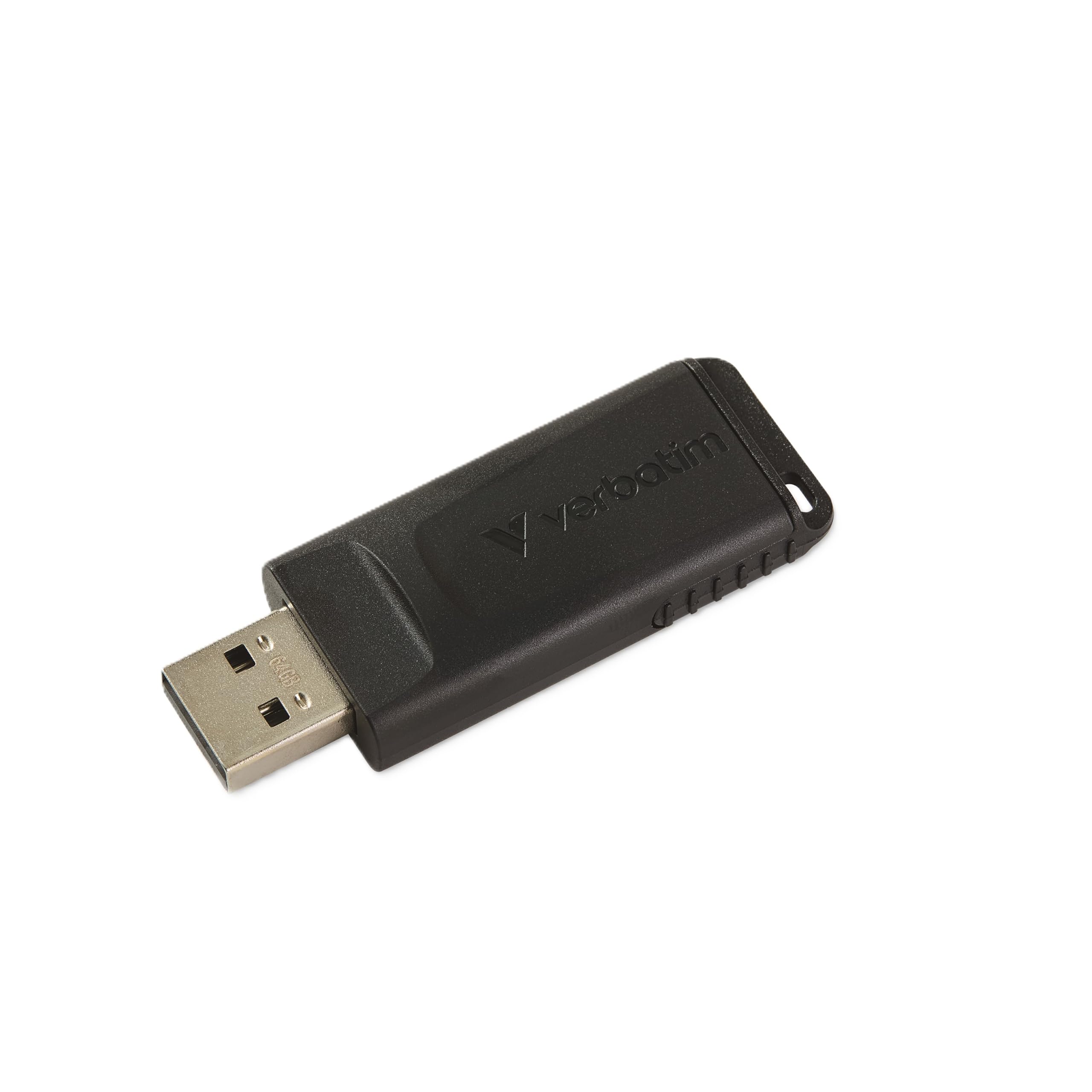Verbatim 64GB Slider USB 2.0 Flash Drive, Retractable Thumb Drive - Black | Easy file sto…