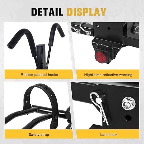Miniatura 4 de Portabicicletas de alta resistencia para 2 bicicletas, soporte plegable de 80 libras de capacidad, soporte de acero anti-inclinación con cerradura,
