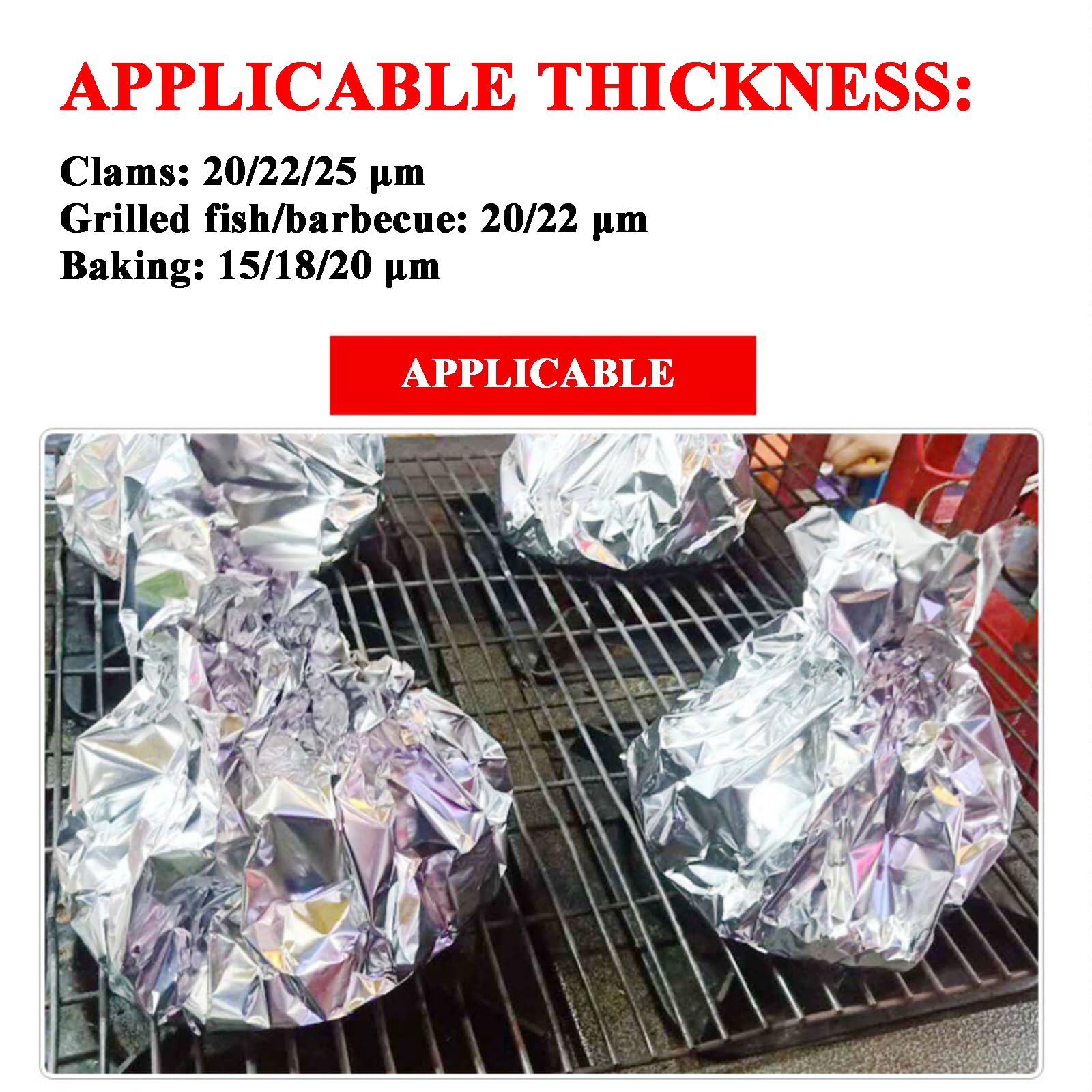 200 Fogli di Alluminio per Alimenti con Isolamento Termico, Caldo e Freddo – Perfetti per Conservazione, Grigliatura, Arrostitura, Cottura al Forno – Uso in Cucina e Ristorazione(Size:33*30cm*15μm)