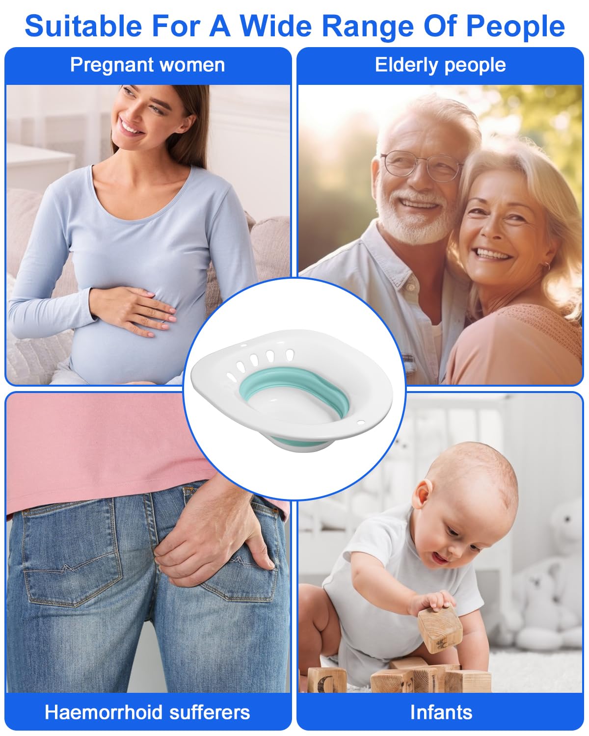 Bidet Portatile per WC, Bagno Sitz Pieghevoleper Sedile del, Vasca da Bagno per WC Porta una spugna per la pulizia per Emorroidi Cura Post-Parto Trattamento del Perineo Pulizia Detox