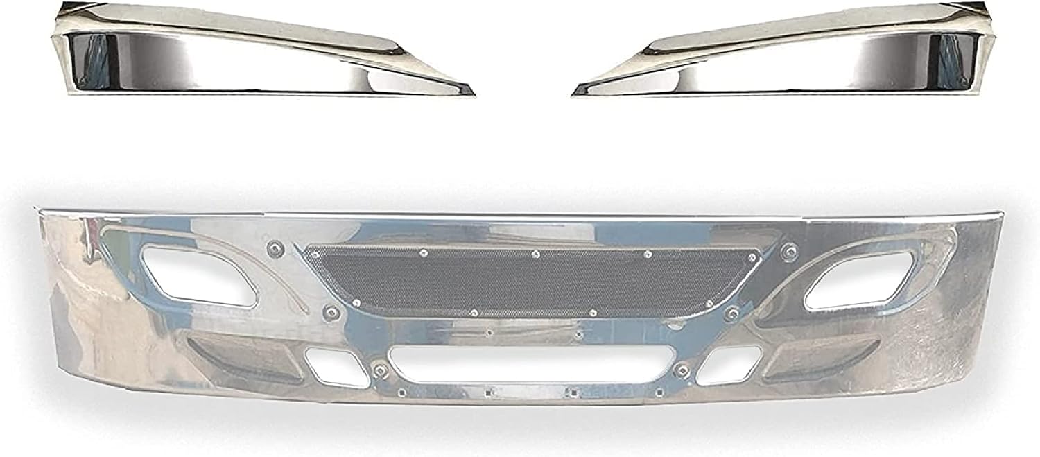 Kozak Bumper Corner Right and Left (Passenger and Driver Side) Plastic Chrome Compatible with International Prostar Plus Logo Emblem, 2x22 Windshield Wipers and KOZAK Reflective Vest