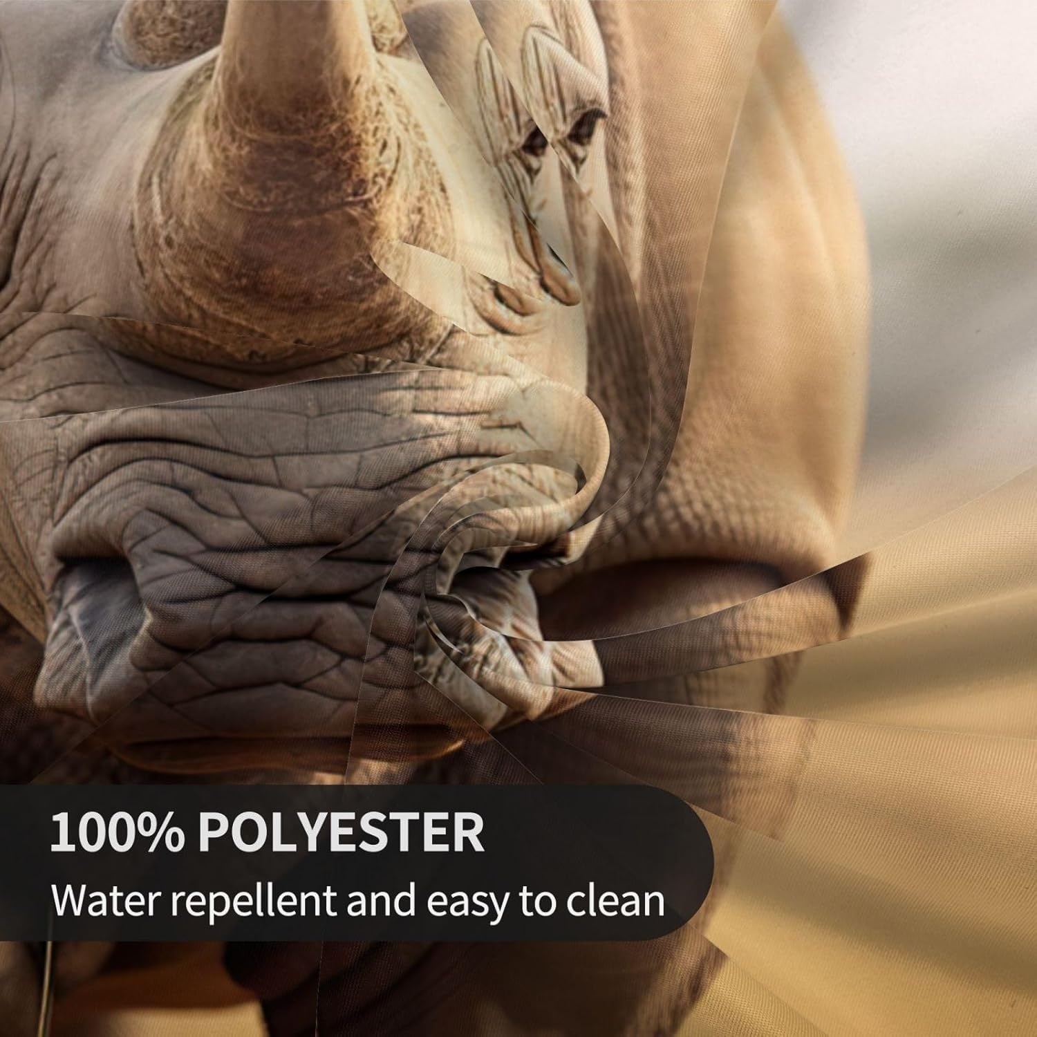 Animal rhino2 Print Wrinkle Free Dining Table Cover for Birthday Party Farmhouse Tablecloths Up to 60 x 60 Inches