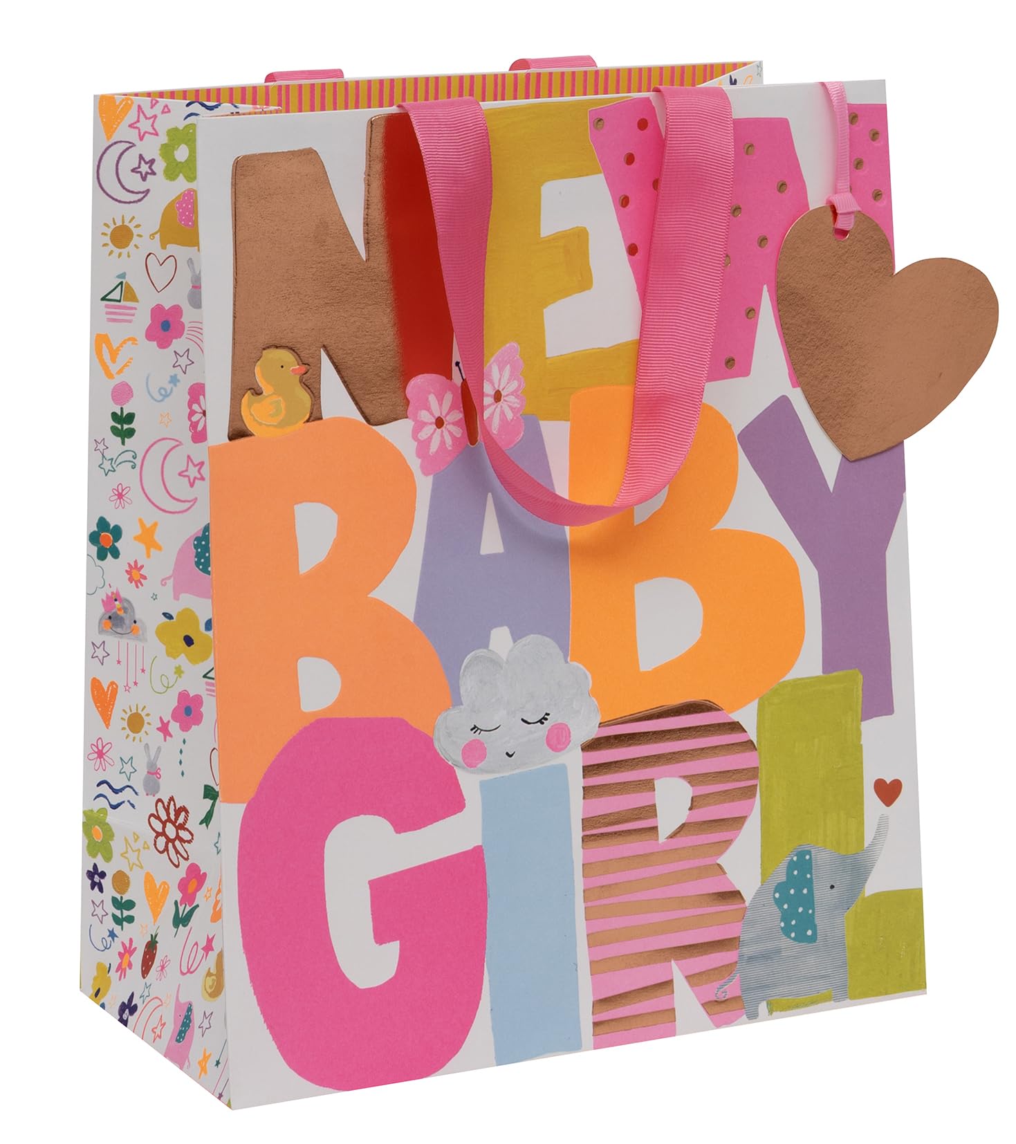 Glick Large Gift Bag - New Baby Girl Design - 260 x 315 x 135mm