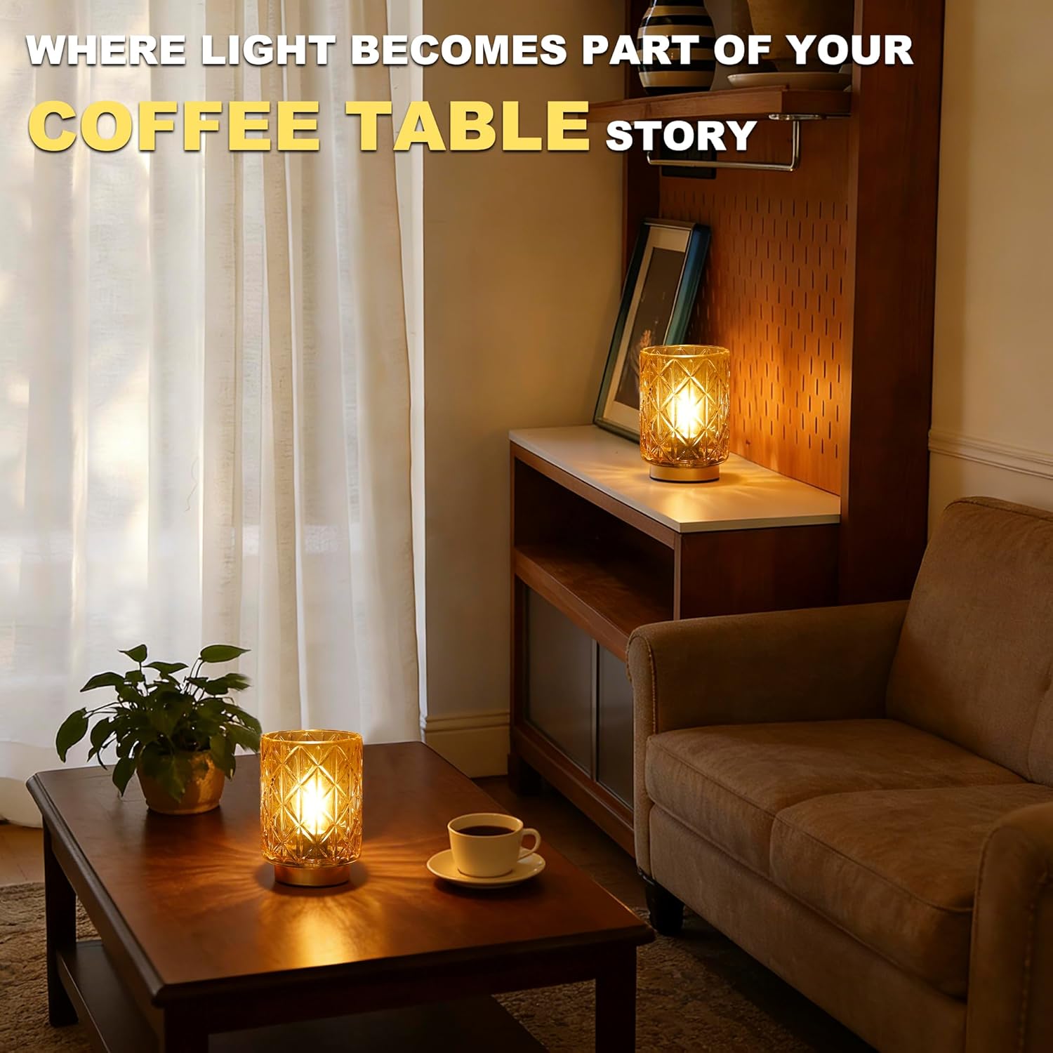 2 Pack Battery Operated Lamp,Cordless Samll Battery powered Accent Lamp with Timer for Bedside,Warm White Cozy Ambient Decorative Table Lamps for Shelf/Dorm/Office Cubicle/Entryway/Table Decor(Amber)