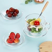 Vista 6 de WHJY 6 platos de vidrio transparente, juego de platos de vidrio de 5 pulgadas, pequeños platos de postre platos de té a granel