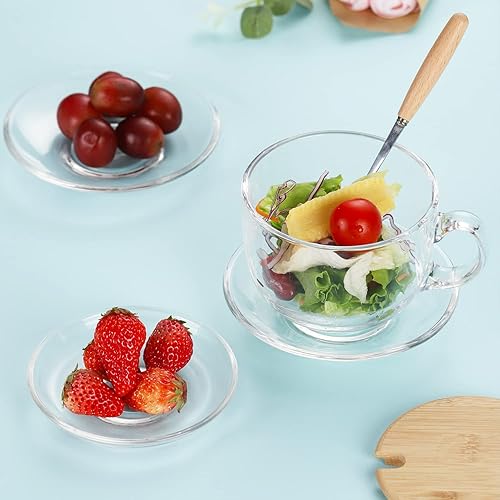 Miniatura 6 de WHJY 6 platos de vidrio transparente, juego de platos de vidrio de 4 pulgadas, pequeños platos de postre platos de té a granel