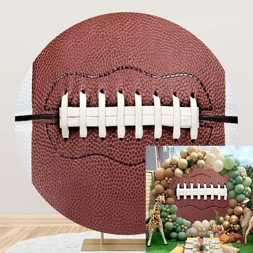 Leyiyi 7.2x7.2ft American Football Round Backdrop Cover Rugby Sports Themed Photography Backdrops for Boys Birthday Party Decorations Man Sports