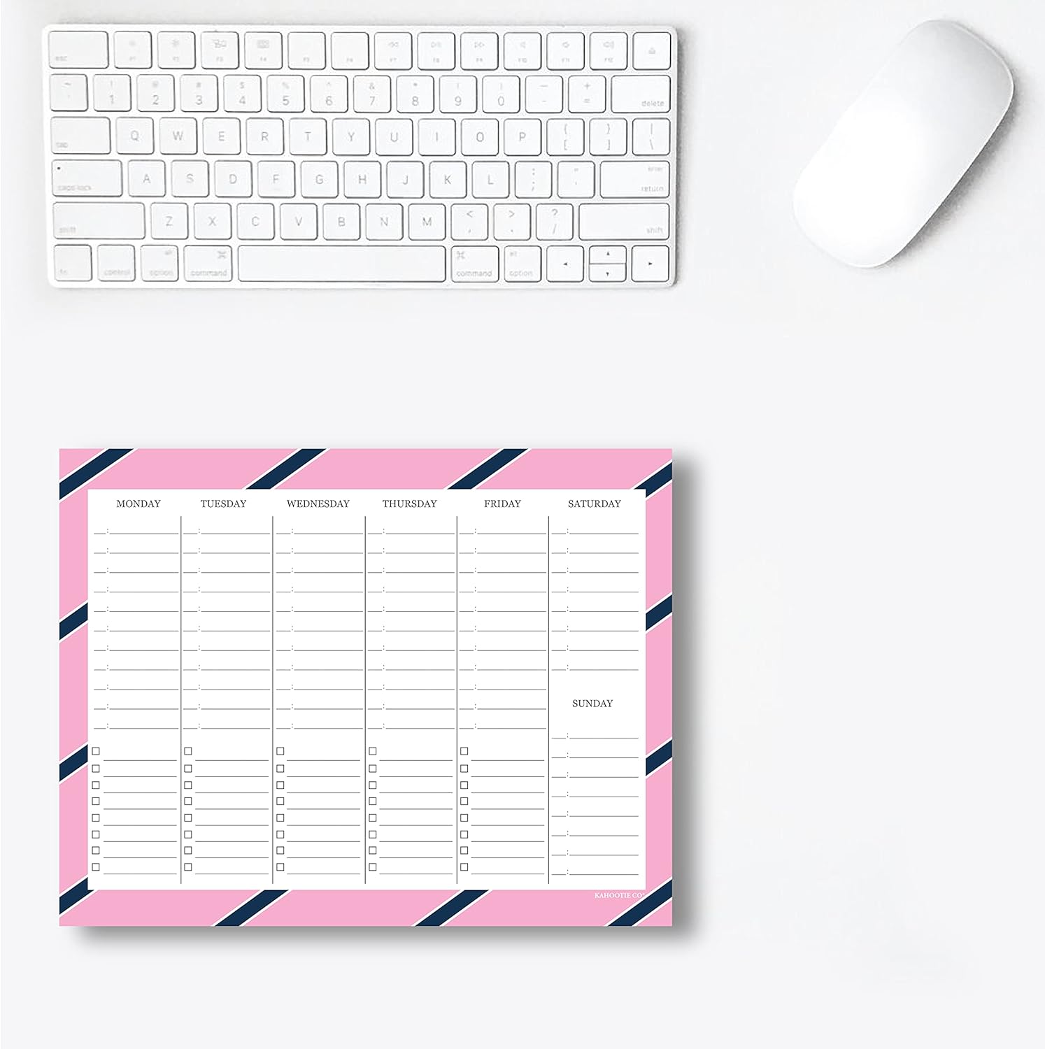 Weekly Planner Notepad by Kahootie Co- Daily Agenda and To-Do List, Large 8.5" x 11" Desk Pad, 50 Undated Pages For Work, School and Personal Organization (PINK)