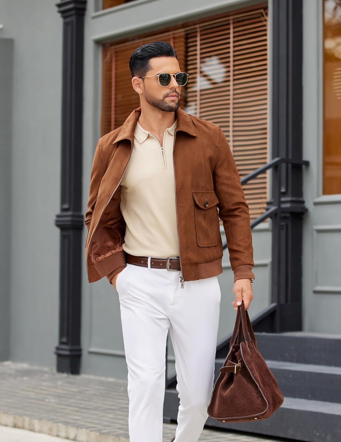 COOFANDY Mens Quarter Zip Polo Sweater Long Sleeve Knit Polo Shirts Casual Lightweight Dress Pullover - Image 4