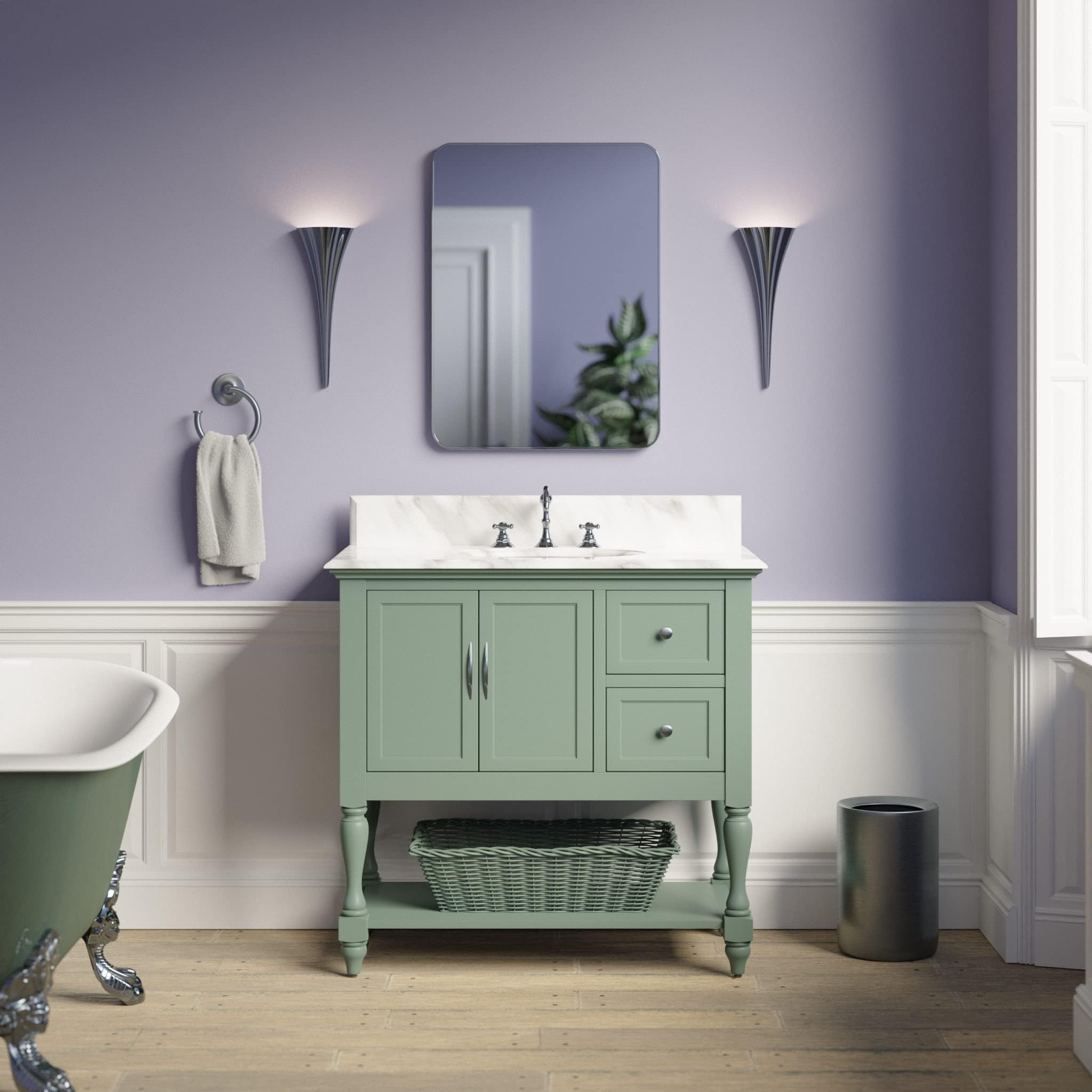 Abbey 30inch Bathroom Vanity (Carrara/Sage Green
