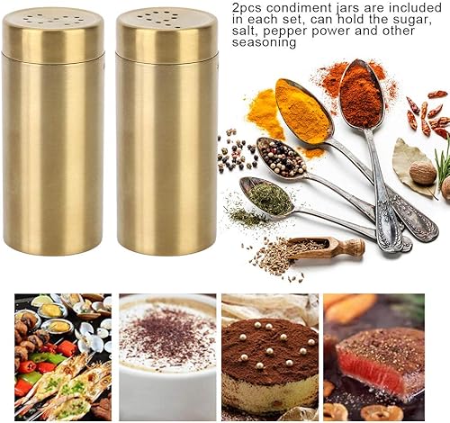 Miniatura 2 de Tarro de especias, 2 unidades de acero inoxidable para condimentos para sal, pimienta y azúcar