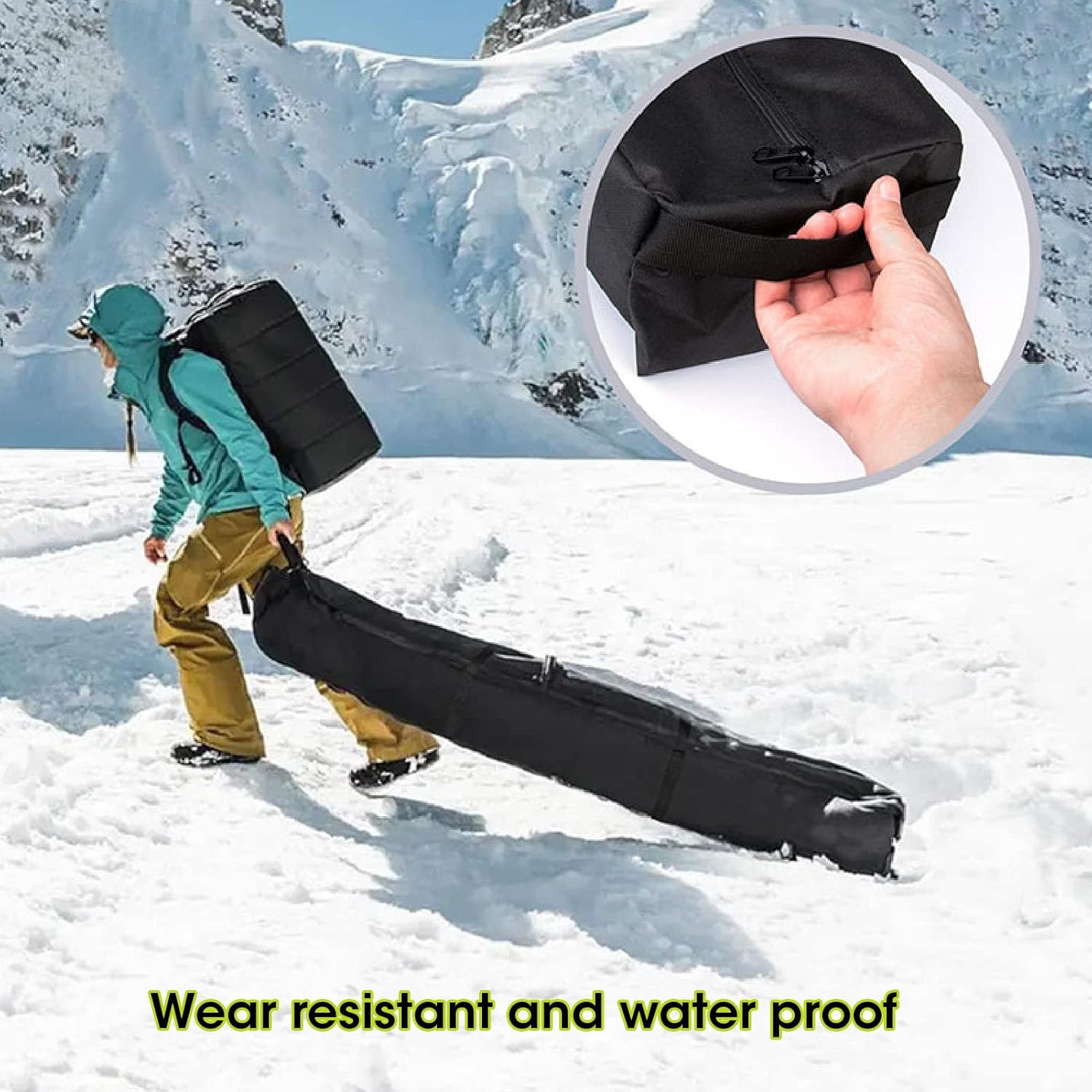 Zerodis Travel Snowboard Bag,Multi Pocket Design Adjustable Strap Portable Single Snowboard Bag Ski Equipment Storage Bag for Boots Clothes Helmet Gear