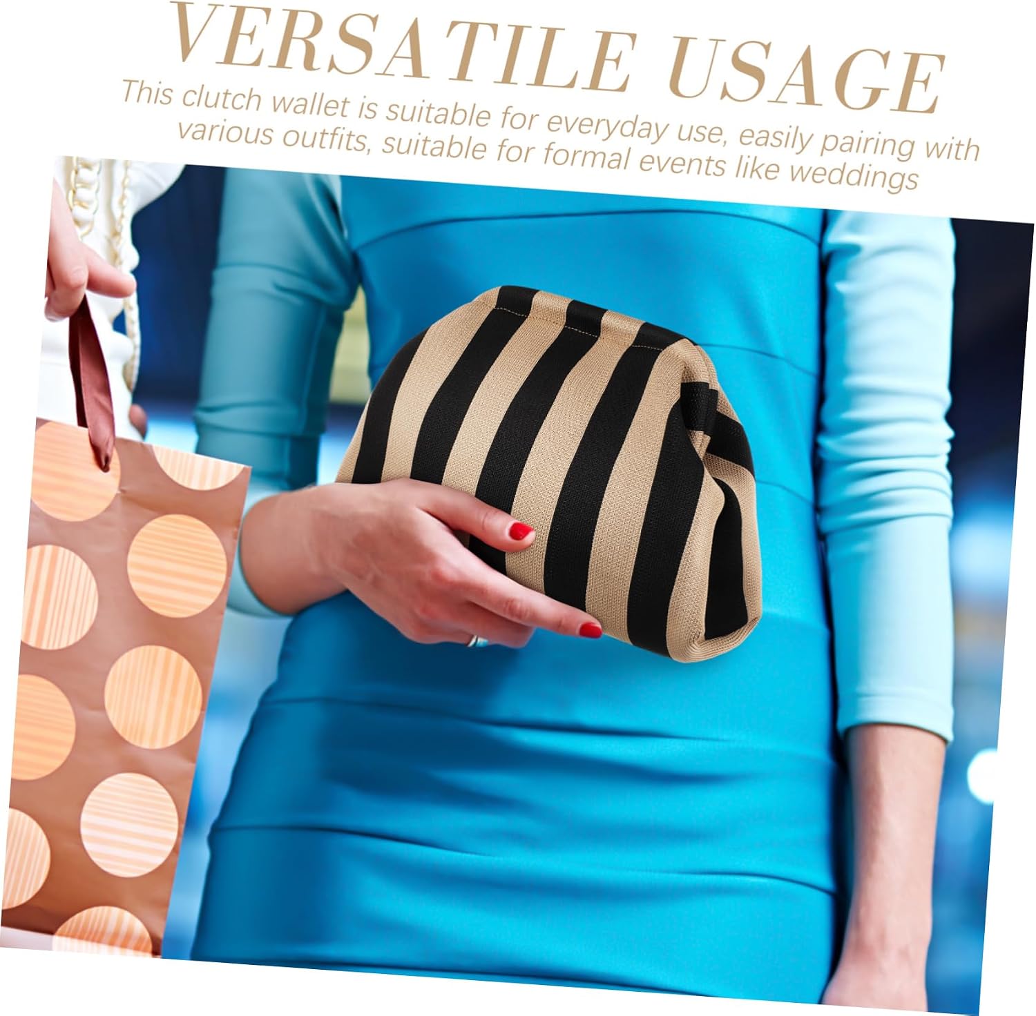 VALICLUD Clutch Bag for Women Elegant Handbag Fine Craftsmanship Multi-functional Design for Daily Use for Dinner Parties and Special Occasions and Striped
