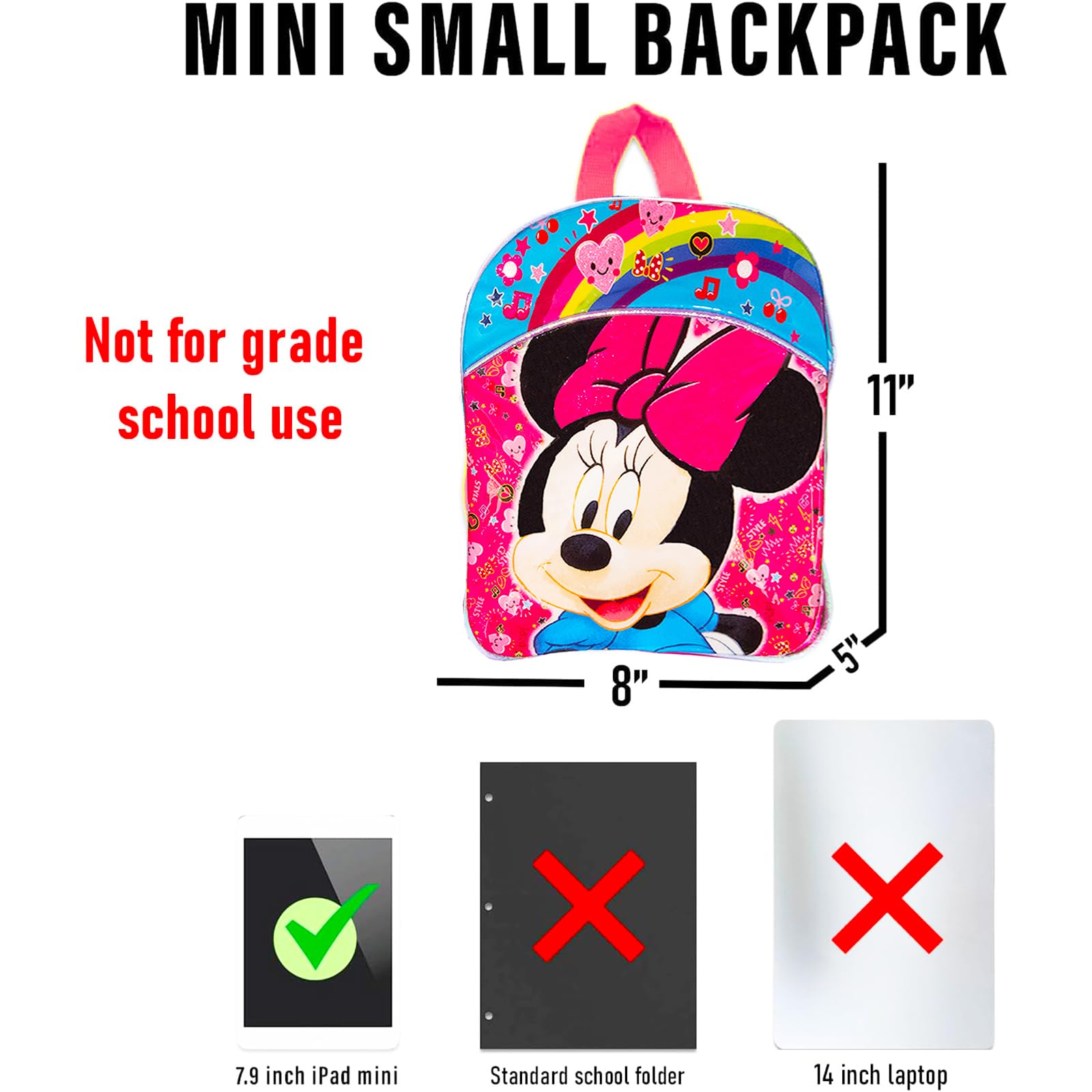 Disney Minnie Mouse Mini Kleinkind Vorschulrucksack (27,9 cm) (Minnie Mouse Schulbedarf)