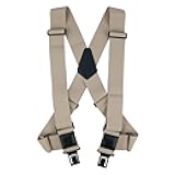 KUNN Men's Side Clip Suspenders,2 inch Heavy Duty Hook End Belt Adjustable Suspender