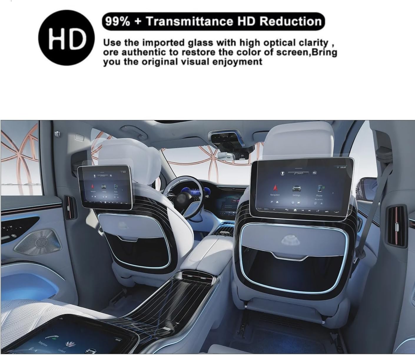 9H Tempered Glass Screen Protector for 2024-2025 Mercedes-Maybach & EQS SUV/Sedan Rear Entertainment Systems | 12.8" Anti-Scratch, Anti-Glare Protection