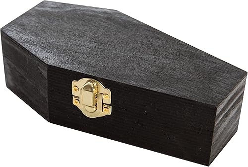 Miniatura 6 de Creative Hobbies Ataúdes de madera pintados de negro de 6 pulgadas, mini ataúd rellenable para fiestas de Halloween, decoración gótica, entierros de