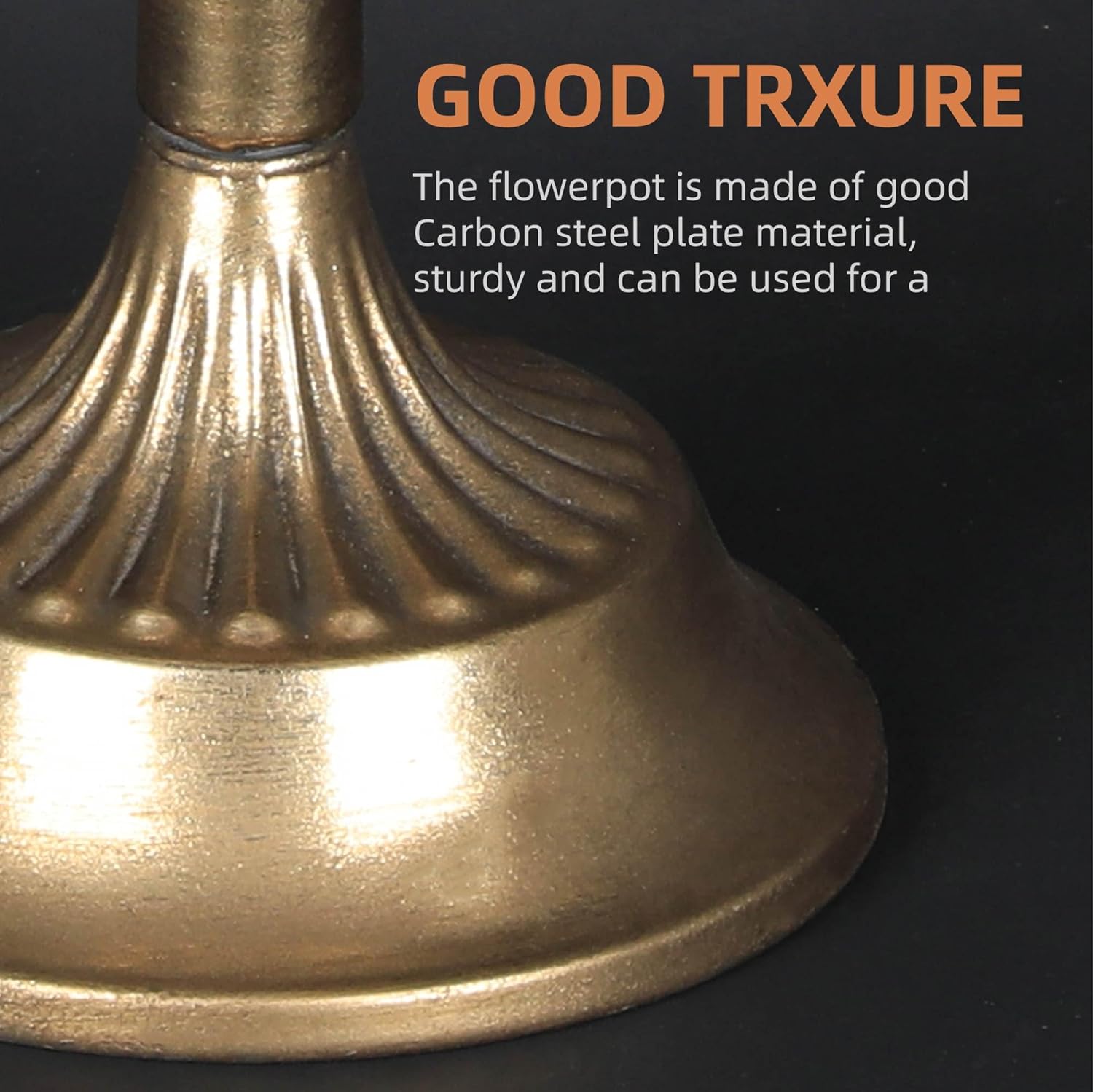 WORTH Gold Color Urn Vases for Centerpieces Set of 2 (Large: 8.8" H x 7.8" Dia. & Small: 6.1" H x 7.8" Dia.) - Classic Metal Trumpet Flower Pots for Table, Bowl Vase for Wedding Party Event Home Decor