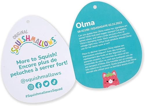 Miniatura 6 de Squishmallows Original Olma Strawberry Cat de 8 pulgadas - Peluche oficial de Jazwares