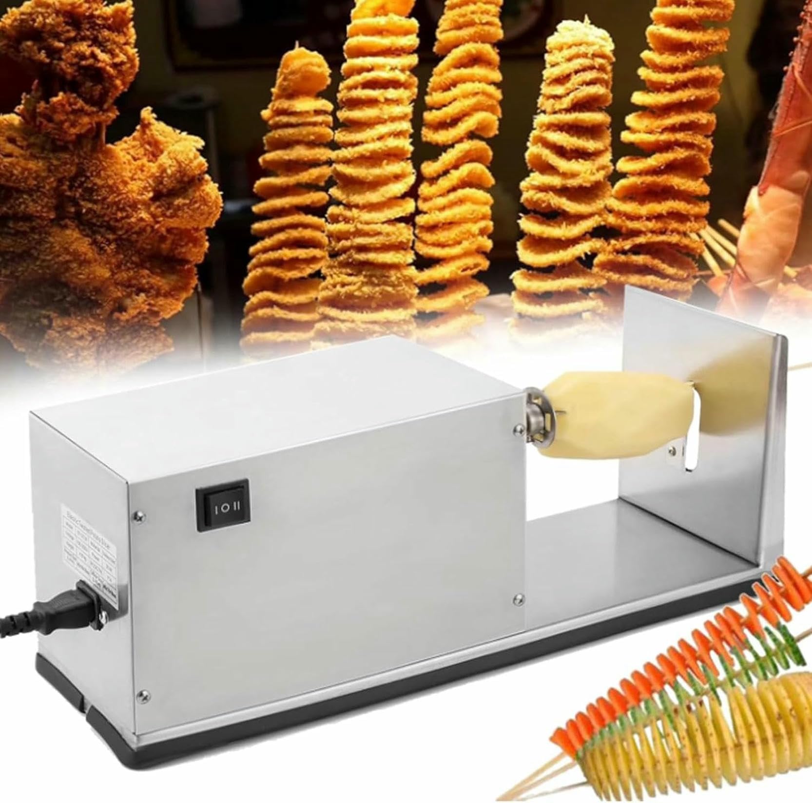 CWCQGH Potato Tower Machine, Stainless Steel Spiral Potato Cutter, Commercial Potato Cutter For Fruits,Potatoes, Cucumbers Or Carrots