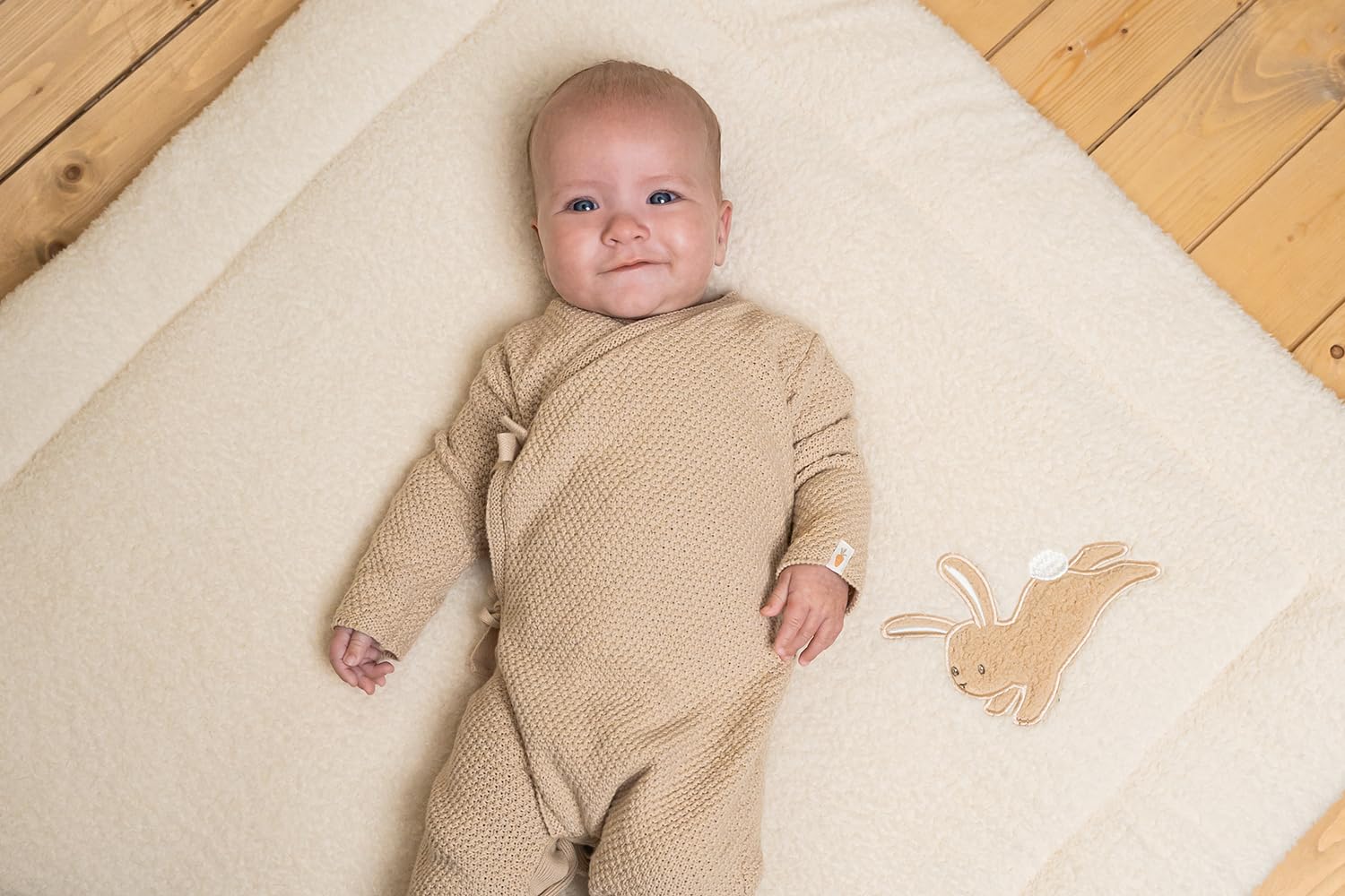 Little Dutch 8857 - Tappetino per gattonare, motivo coniglietto, colore: beige, motivo: newborn Naturals (80 x 100 cm)
