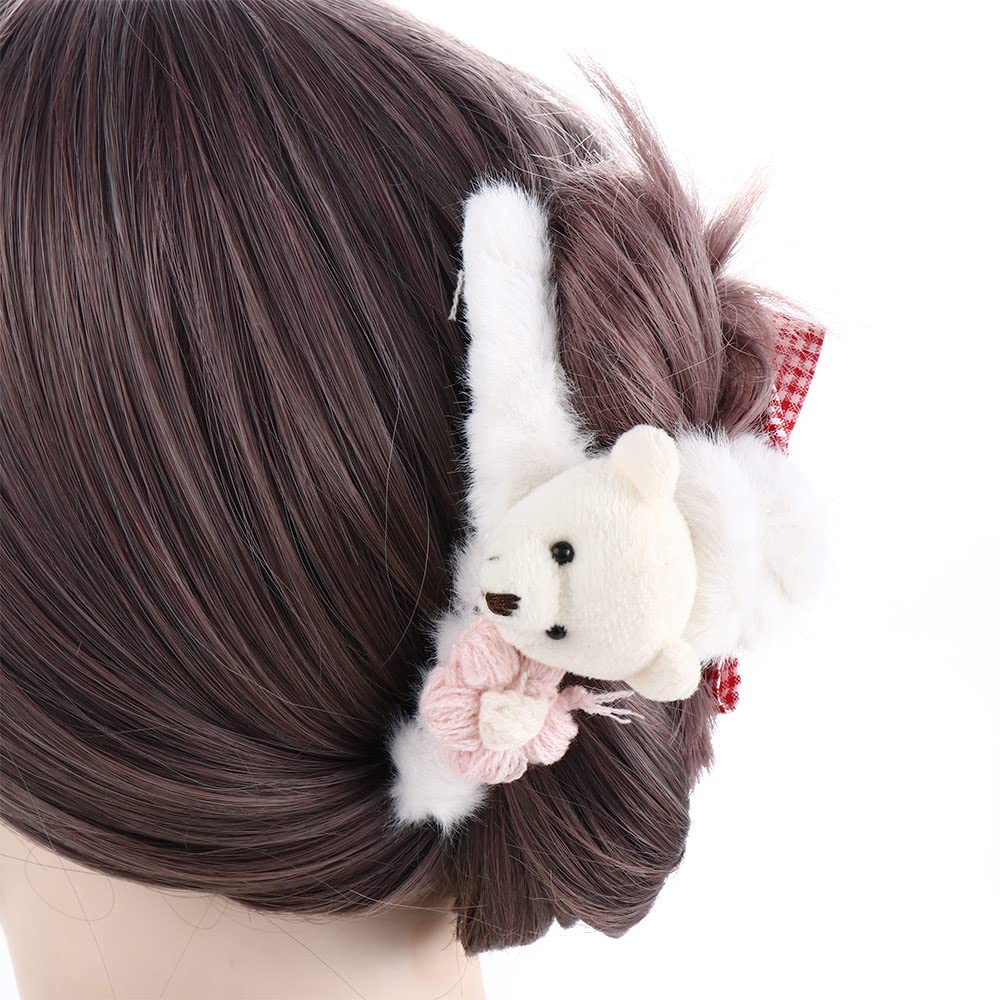 Fermaglio per capelli a forma di animale, a forma di animale, con gatto, morbido, fermaglio per capelli in acrilico, per donna, divertente e antiscivolo