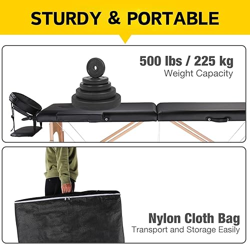 Miniatura 7 de Masajeo Mesa de masaje portátil de 28 pulgadas de ancho, mesa de tatuaje para cama de spa, cama de spa, mesa de salón de belleza, altura ajustable